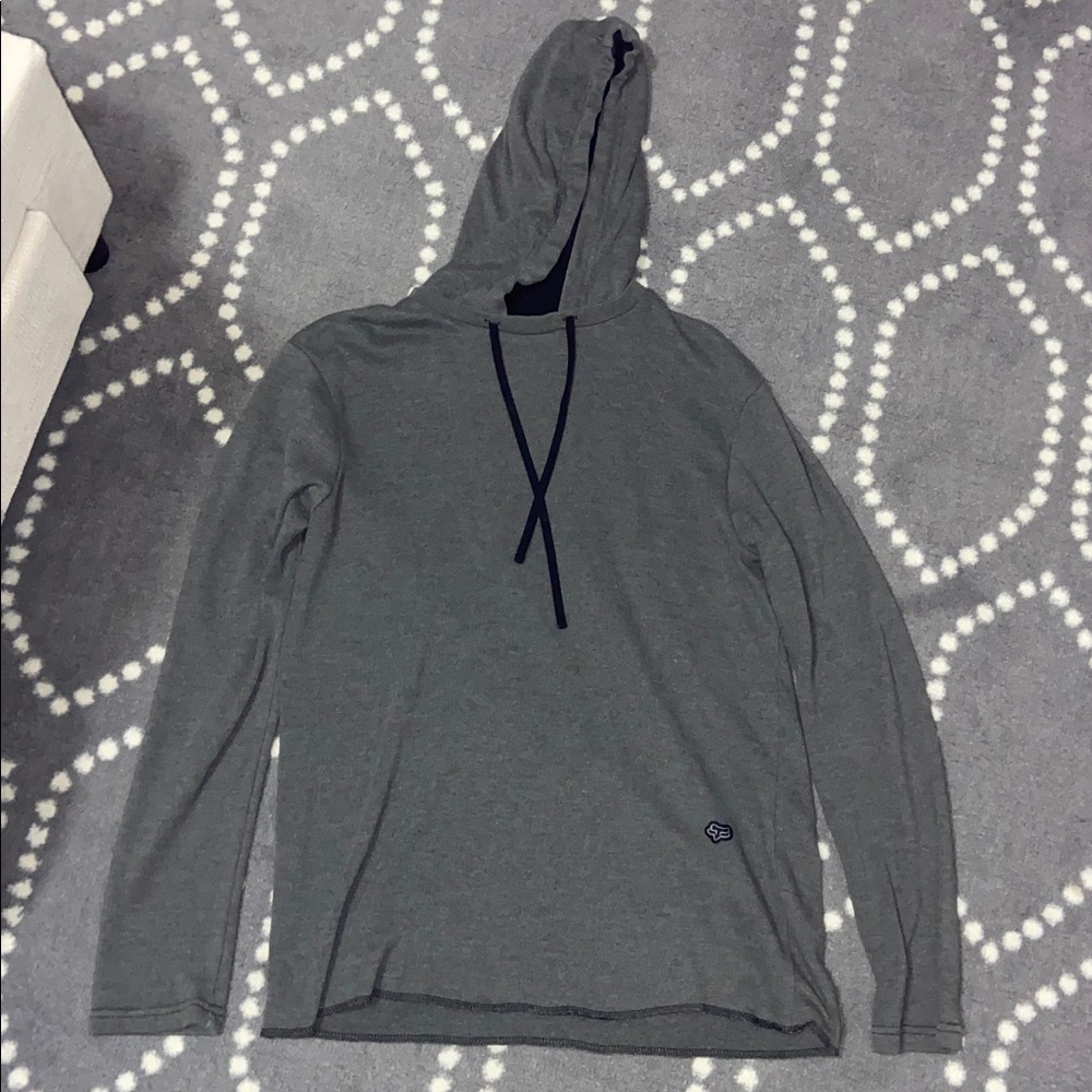 Gray Hooded Long Sleeve Shirt Fox brand